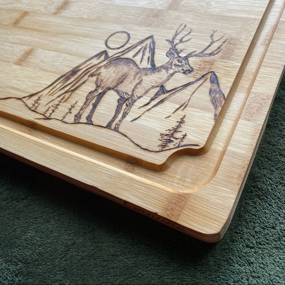 Artisan Other - Woodburned Wildlife Deer Charcuterie Cutting board Holiday gift
